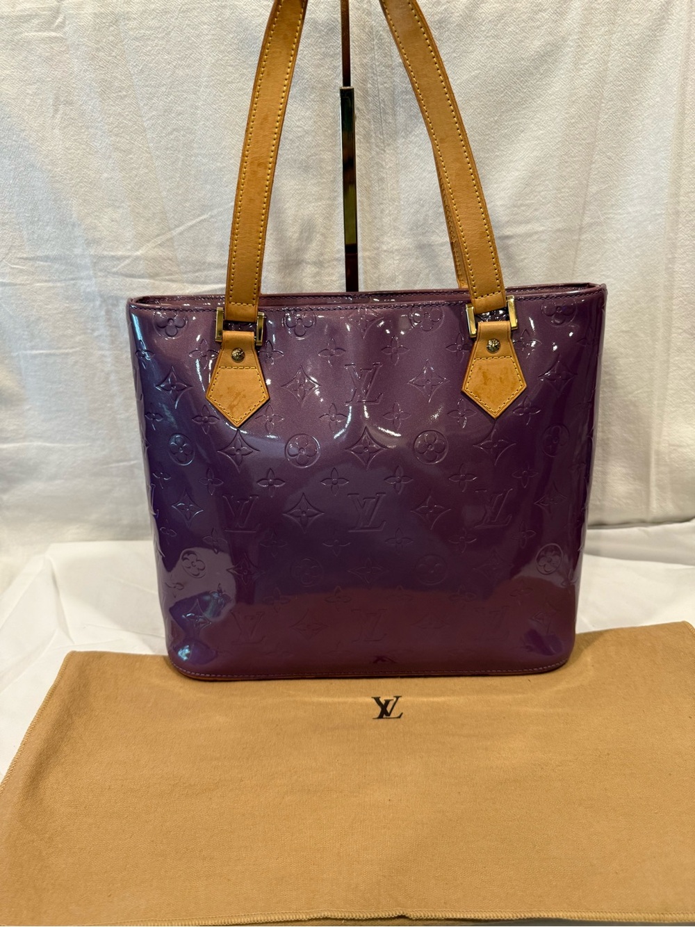 Louis Vuitton Houston Bag In Stunning Purple Monogram Vernis Leather
